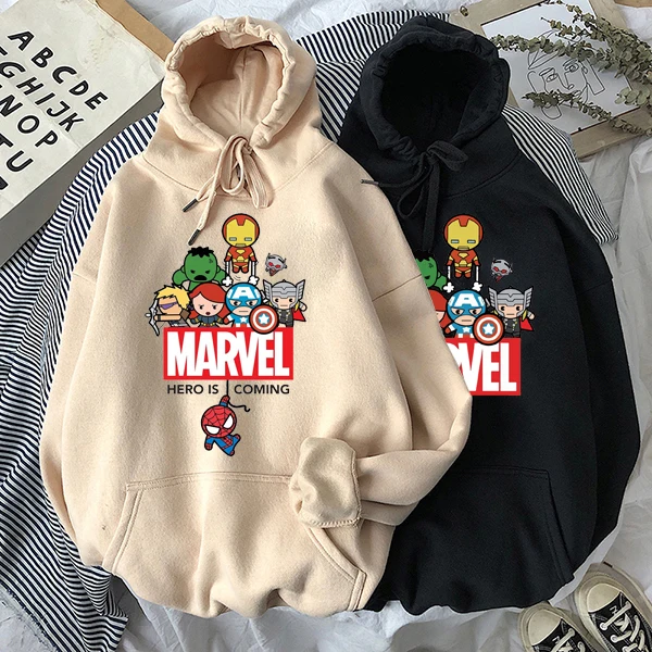

Marvel Super Hero Spiderman Hooded Sweatshirt Hoodies Pullover Clothes The Avengers Harajuku Men Women Autumn Winter Unisex Tops