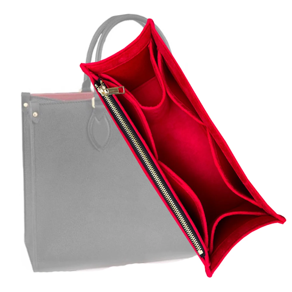 

Onthego PM MM GM insert Bags Organizer Makeup Handbag Inner Purse Portable base shaper Premium velvet (Handmade）