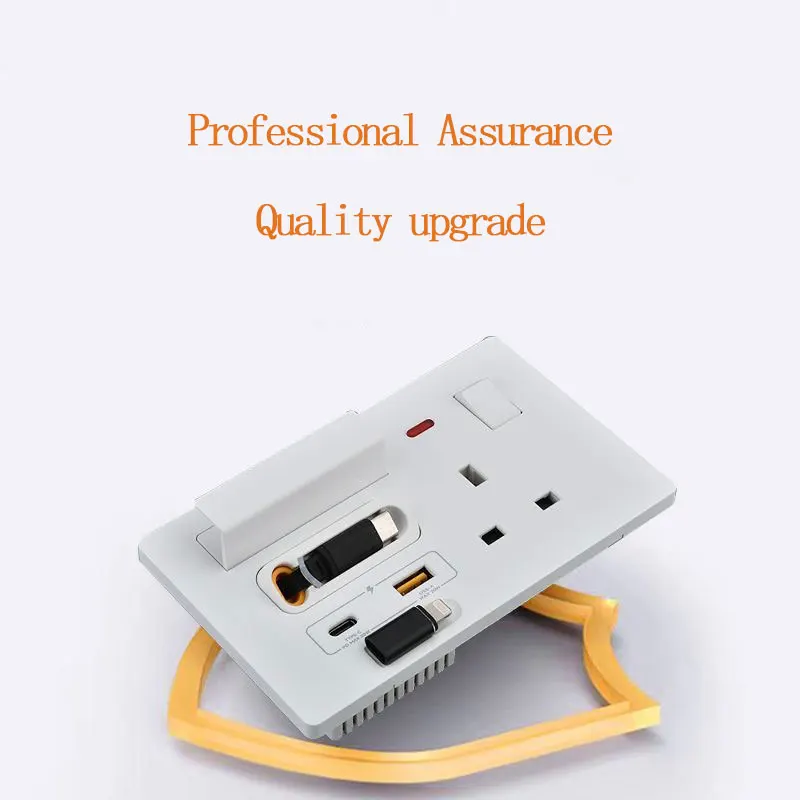Розетка 146 Type 1Gang с британской 3-контактной розеткой 13А и USB Type-C 20W с быстрой зарядкой на основе нитрида галлия, со встроенным выдвижным кабелем 80 см. (art.: 3920da6509105) - 3920da6509105
