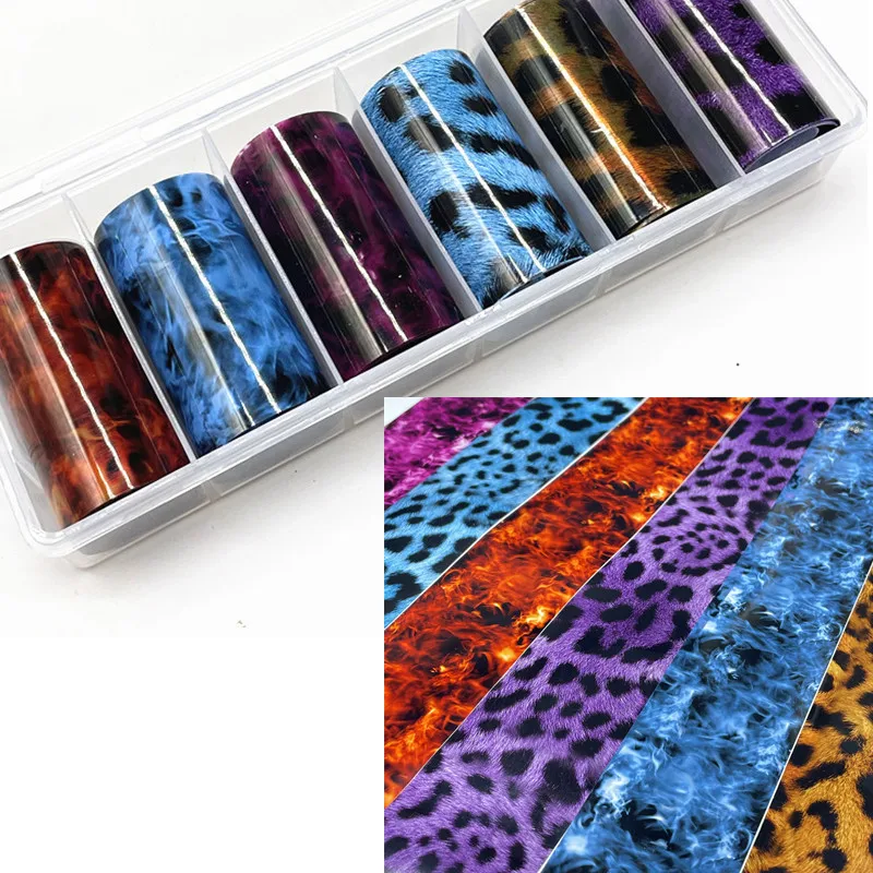 6 rolls Chessboard Nail Foils for Transfer Paper Fire Flame Stickers Marbling Nails Wraps DIY Plaid Art Decorations |