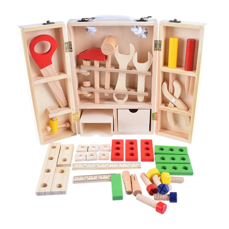 

Children's Brain Game Table Wooden Tool Kit Activity Box Outing Camping Toy N0HD