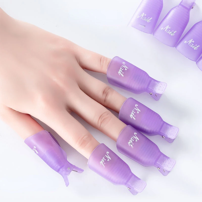 

10pcs Plastic Nail Art Soak Off Cap Clips UV Gel Polish Remover Wrap Tool Fluid for Removal of Varnish Manicure Tools