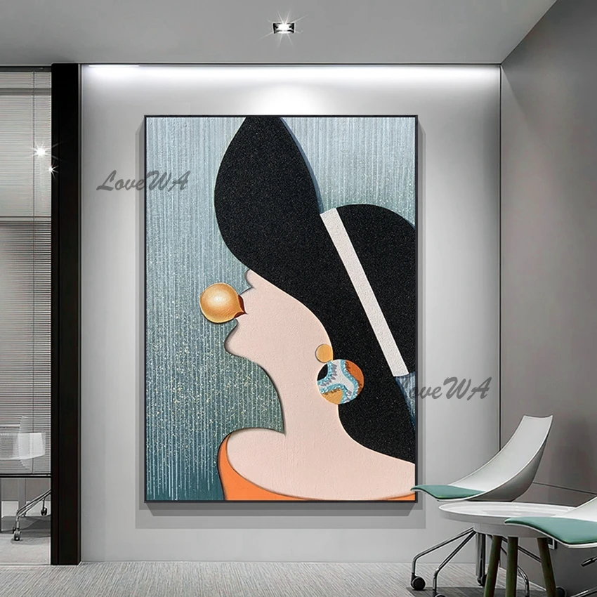 

Sexy Lady Portrait Oil Painting Canvas Bedroom Wall Decor Art Woman Face Picture Wall Paintings Unframed Stylish Design Artwork