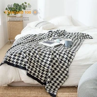 plush blanket super soft warm elegant knitting woolen throw blanket swallow gird decor for spring couch cover bed sofa bedspread