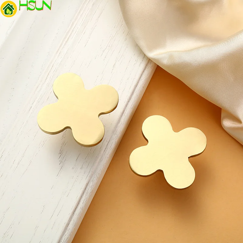 

New Chinese plum blossom single hole cabinet door full copper handle household kitchen gold drawer handle