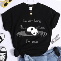 im not lazy im zen cartoon shirt female female kawaii outdoor fashion panda t shirt women t shirt top black t shirt top t shir