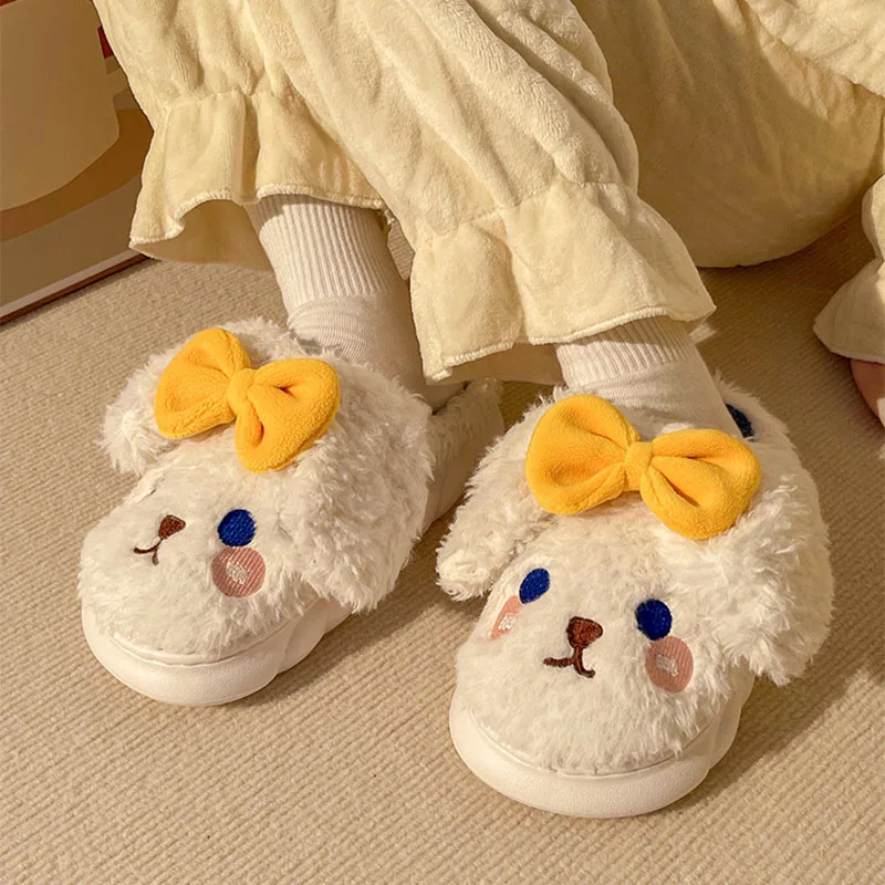

Cute Cartoon Slippers for Women Girls Fluffy Warm Winter Slippers Women Cotton Shoes Indoor House Slippers Bedroom Slides