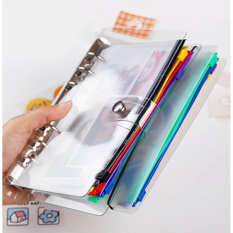 90 Sheets A5 A6 A7 Loose-leaf PVC Rainbow Laser Transparent Notebook Diary Cover