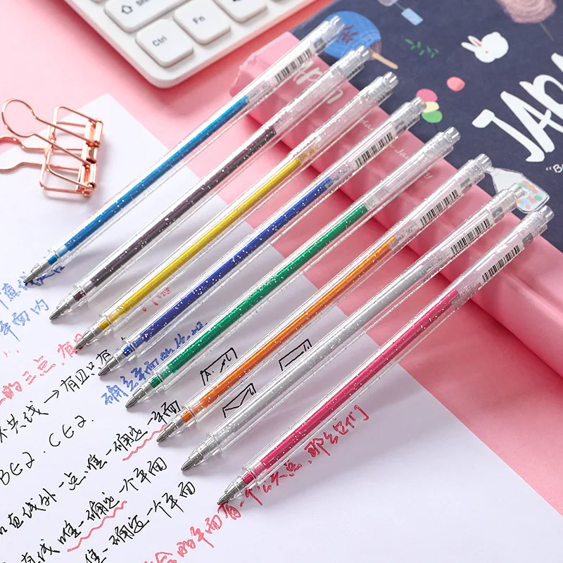 

Colorful Flash Gel Pen Shiny Metal One Multi Color Quicksand Pearlescent Fluorescent Watercolor Flash Pink Rainbow Pen Hand