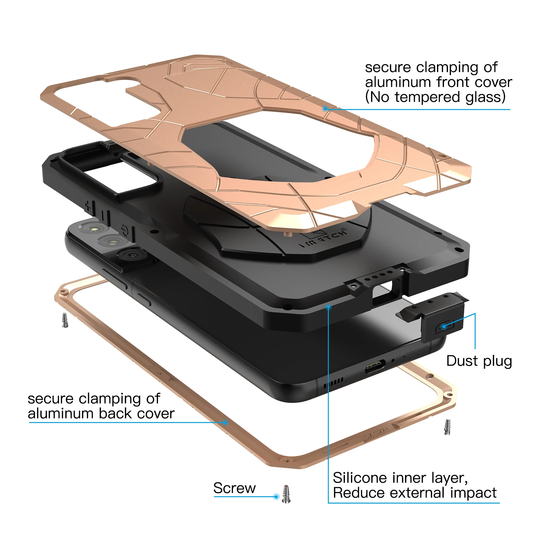 Luxury Metal Armor Phone Case For Samsung Galaxy S22 S21 S20 Fe Plus Ultra 5g Aluminum Metal Heavy Duty Protection Cases Cover