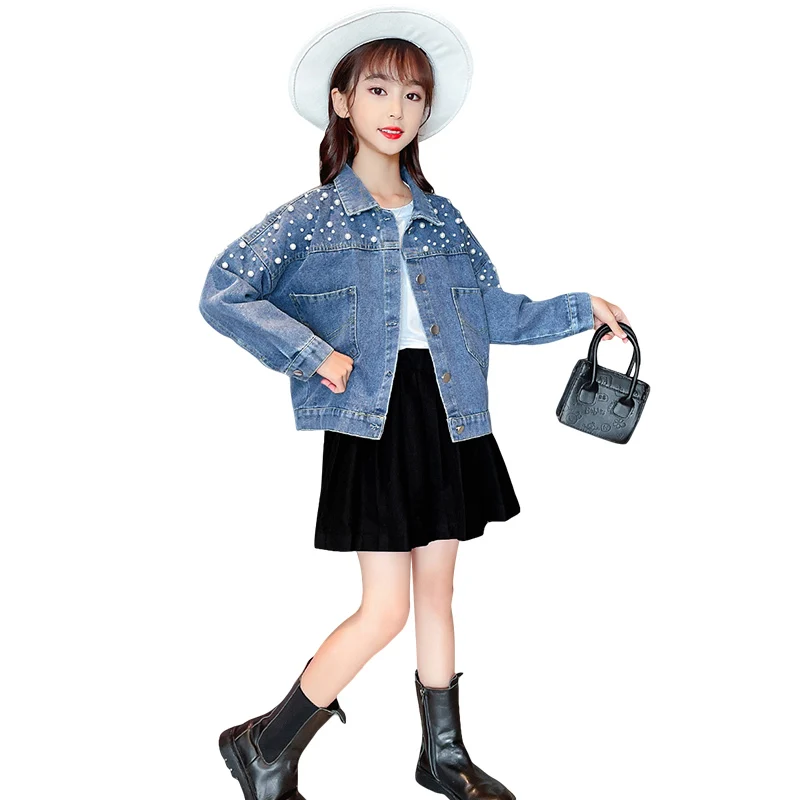 

Демисезонная детская джинсовая верхняя одежда для девочек