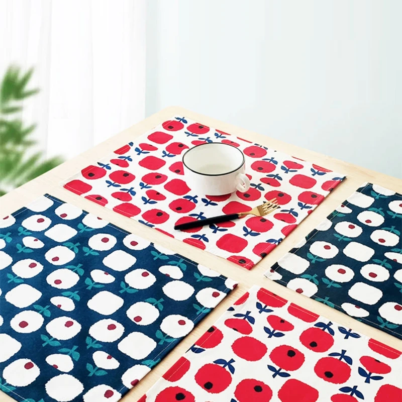 

40x30cm Placemat Cloth Drink Coaster Fruit Printed Coasters Napkins Tea Towel Kitchen Dining Table Mats