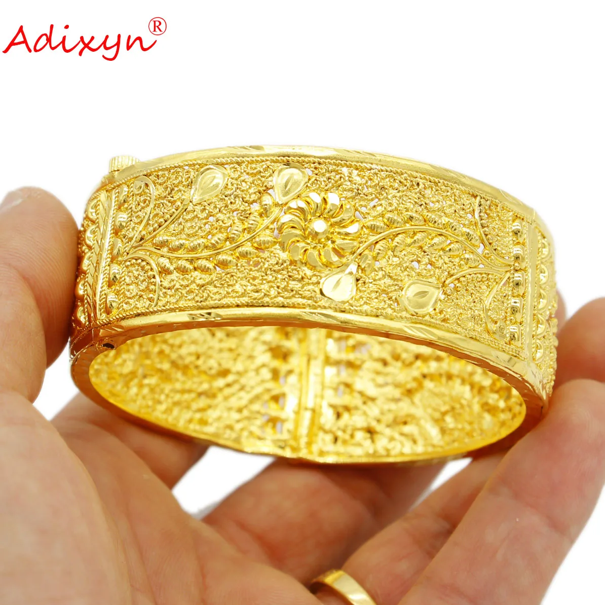 

Adixyn Cuff Dubai Wedding Bangles For Women Ethiopian Jewelry Gold Color African Bangles Bracelets Party Birthday Gifts N022227