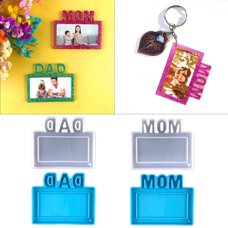

Father's Mother's Day Pendant UV Crystal Epoxy Mold Keychain Resin Silicone Mold