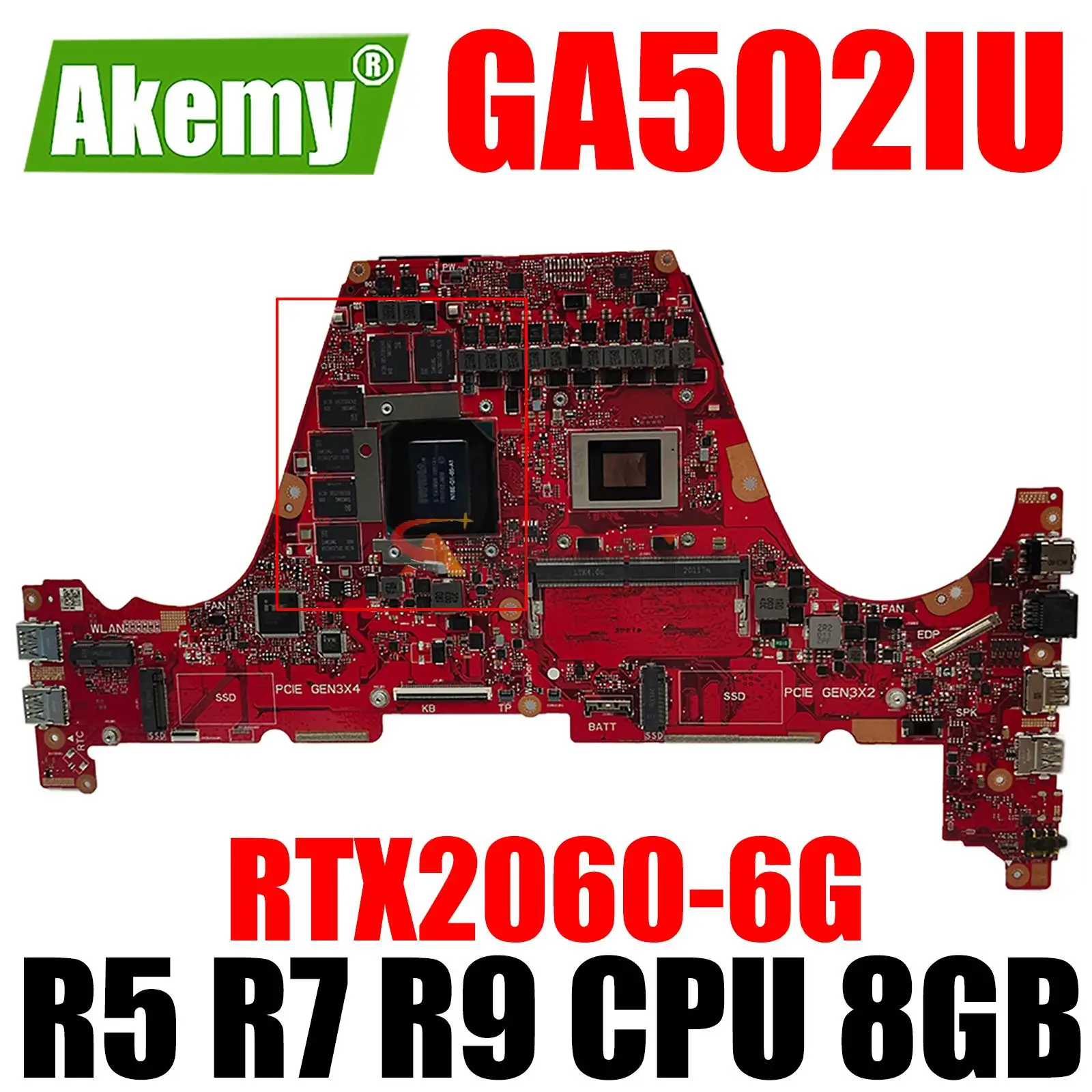 

Материнская плата GA502IU для ноутбука ASUS GA502IU GA502I GA502, материнская плата для ноутбука, системная плата RTX2060-6G GPU R5 R7 R9 AMD CPU 8 Гб RAM