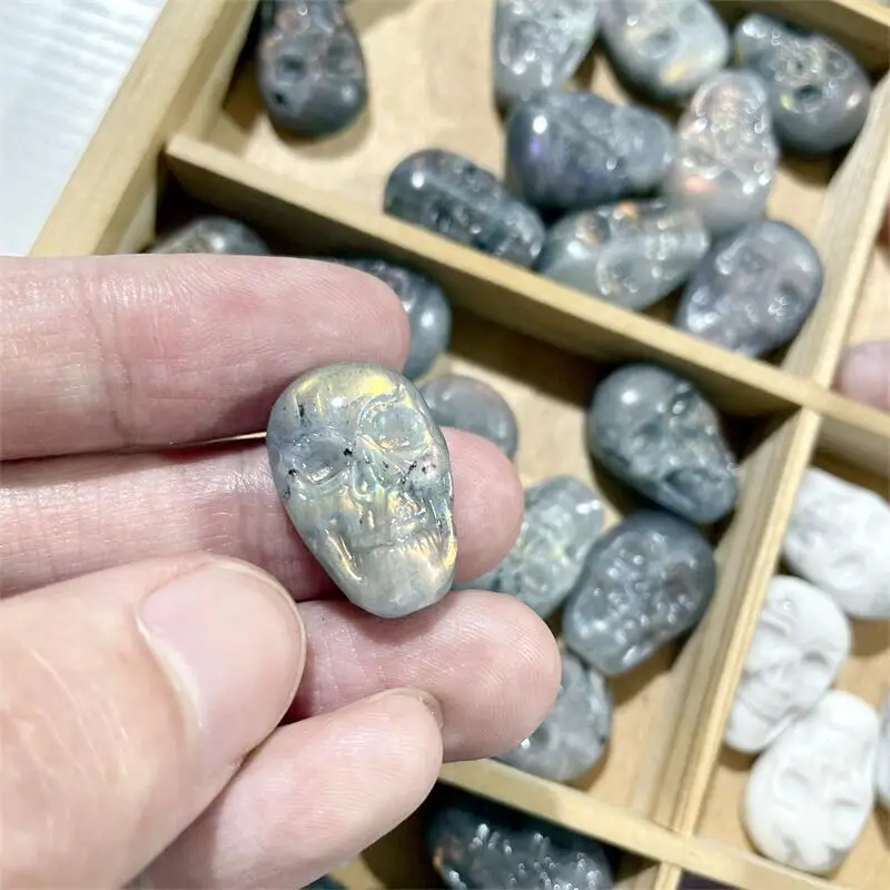 

Природный лабрадорит, череп, минеральные драгоценные камни, голова призрака, резной Восстанавливающий подарок, ремесла по фэн-шуй, украшени...