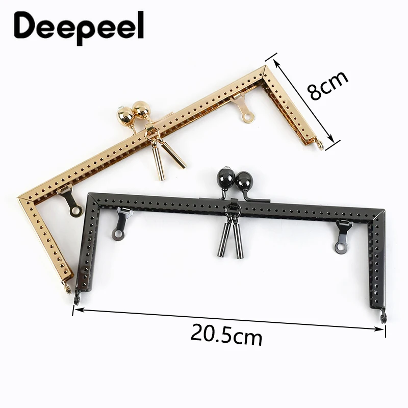 2Pcs 20.5cm Smooth Bag Handle Square Sewing Brackets Purse Frame Metal Kiss Clasp Handles for Making Bags Handmade Accessories