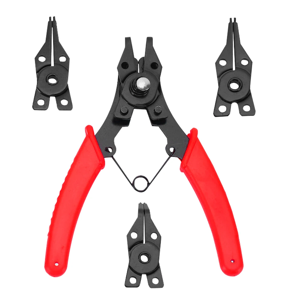 

Handheld Portable Multi-function Circlip Pliers Internal External Snap Rings Pliers Set with 45° 90° 180° Interchangeable Pliers