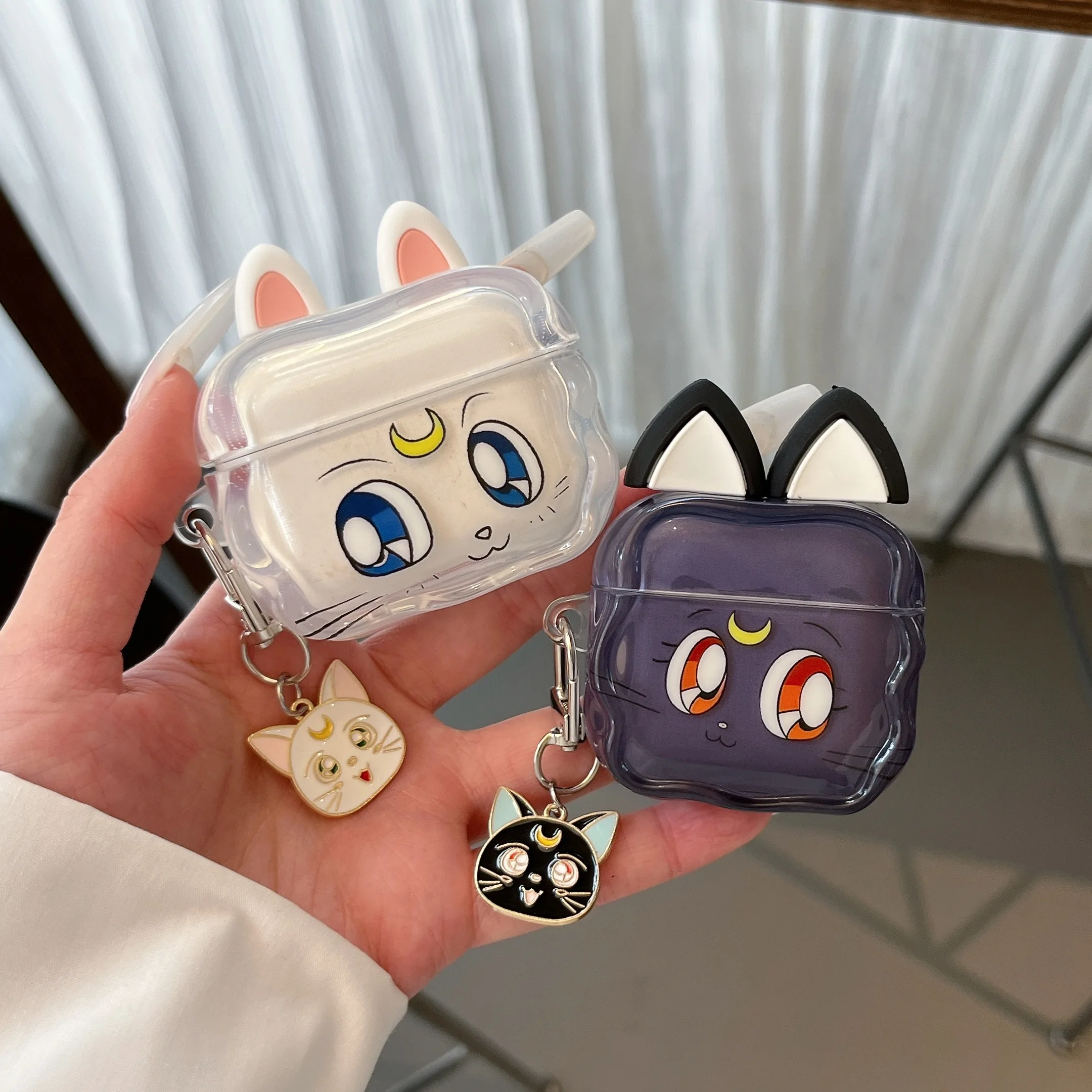 Фото Чехол для наушников Airpods pro3/pro2 Moon Hare Black Cat, защитный чехол для Airpods 4, чехлы для Airpods 1/2/3, трендовые парные чехлы №3
