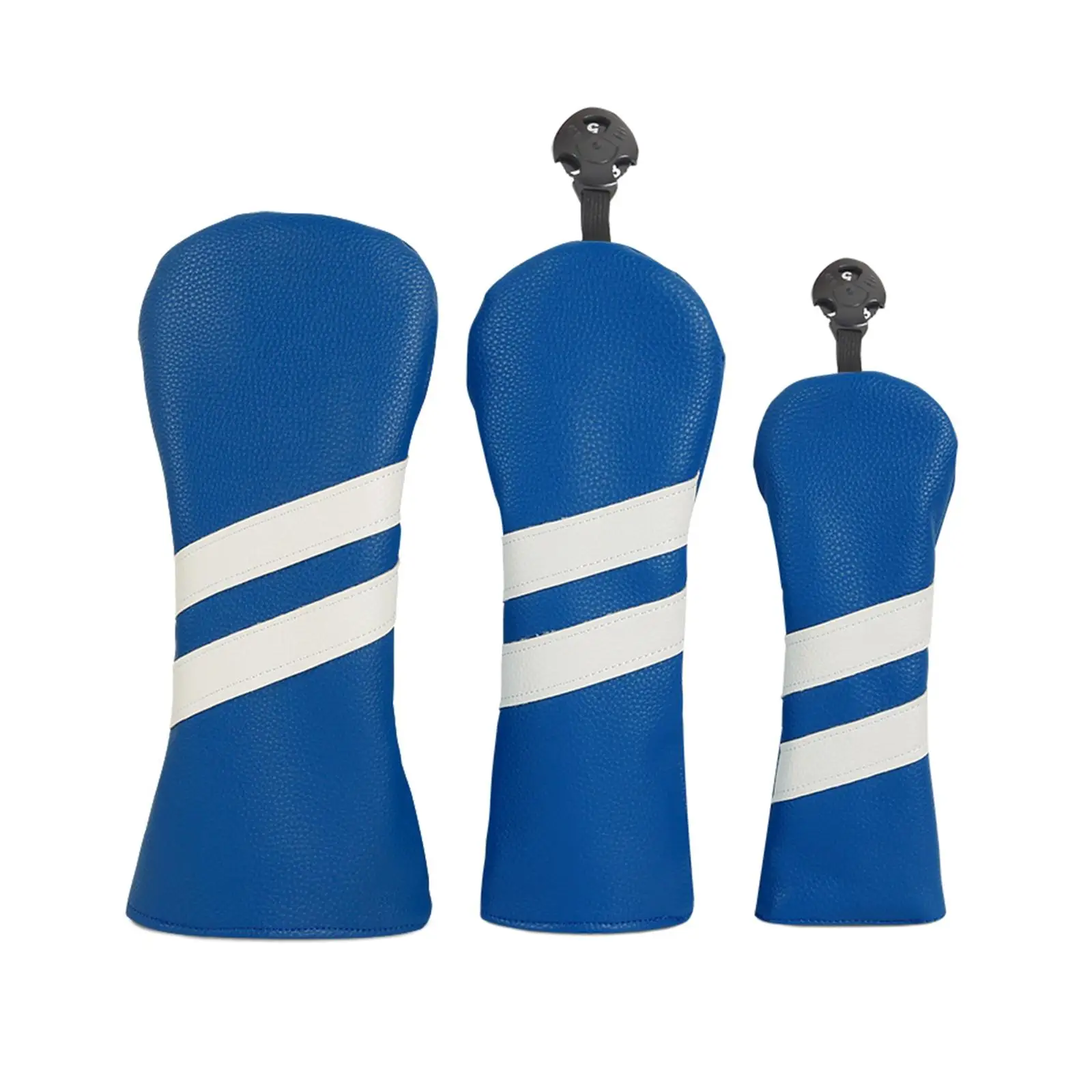 

3x Golf Club Head Cover PU Leather Golf Wood Headcovers for Travel Transport