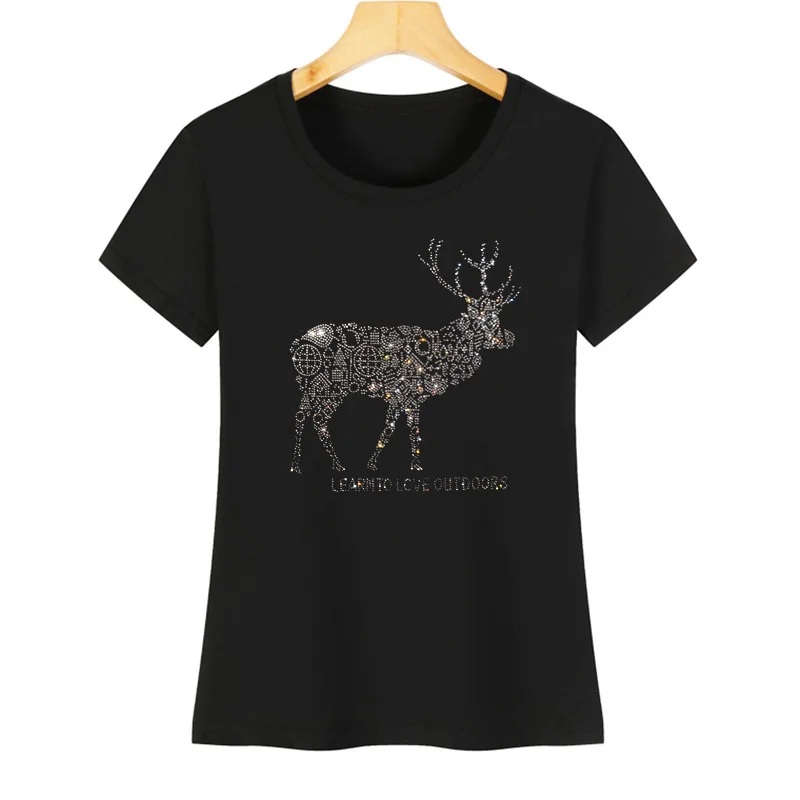 Женская повседневная футболка с короткими рукавами блестящие стразы медведь лев