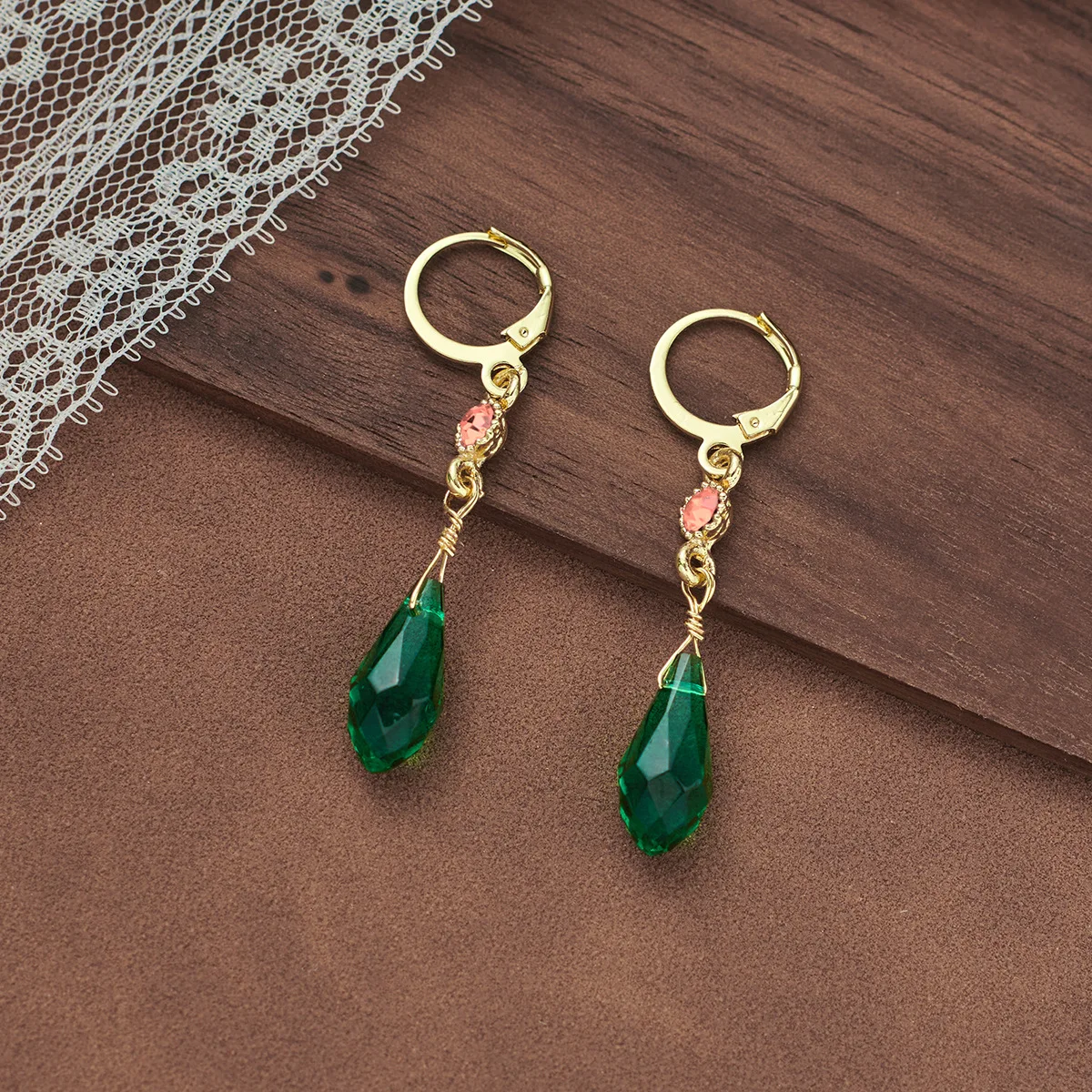 Роскошные изумрудные зеленые серьги-капли для женщин винтажные изящные