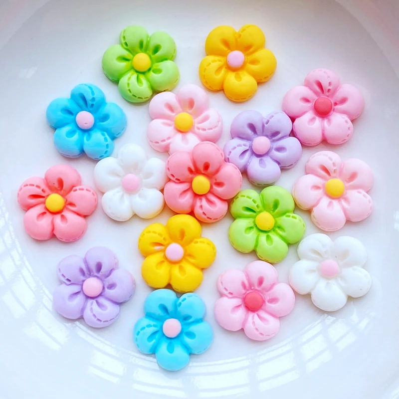 

30 шт. новые милые мини цветочные фигурки из смолы ремесла с плоской задней кабошон орнамент ювелирные изделия Аксессуары для волос