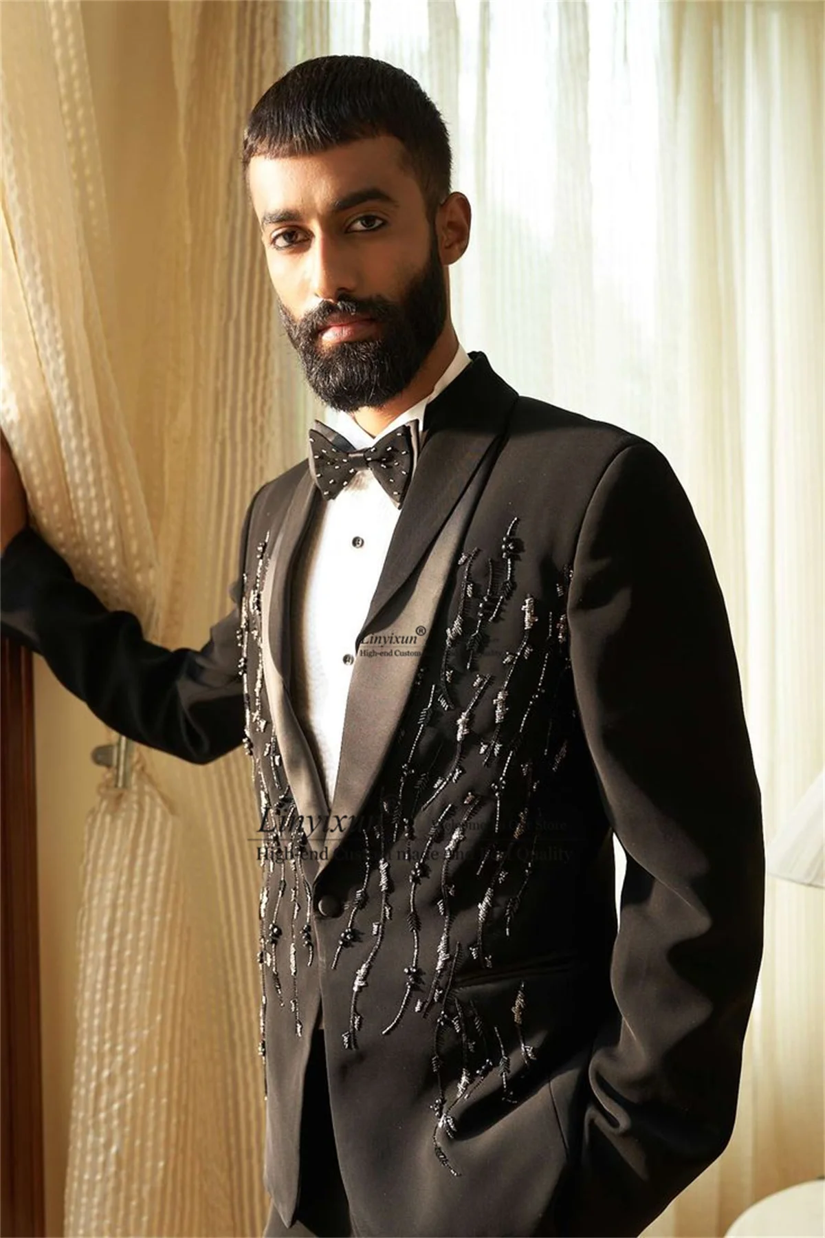 Роскошный мужской костюм с кристаллами и бисером индивидуальный свадебный