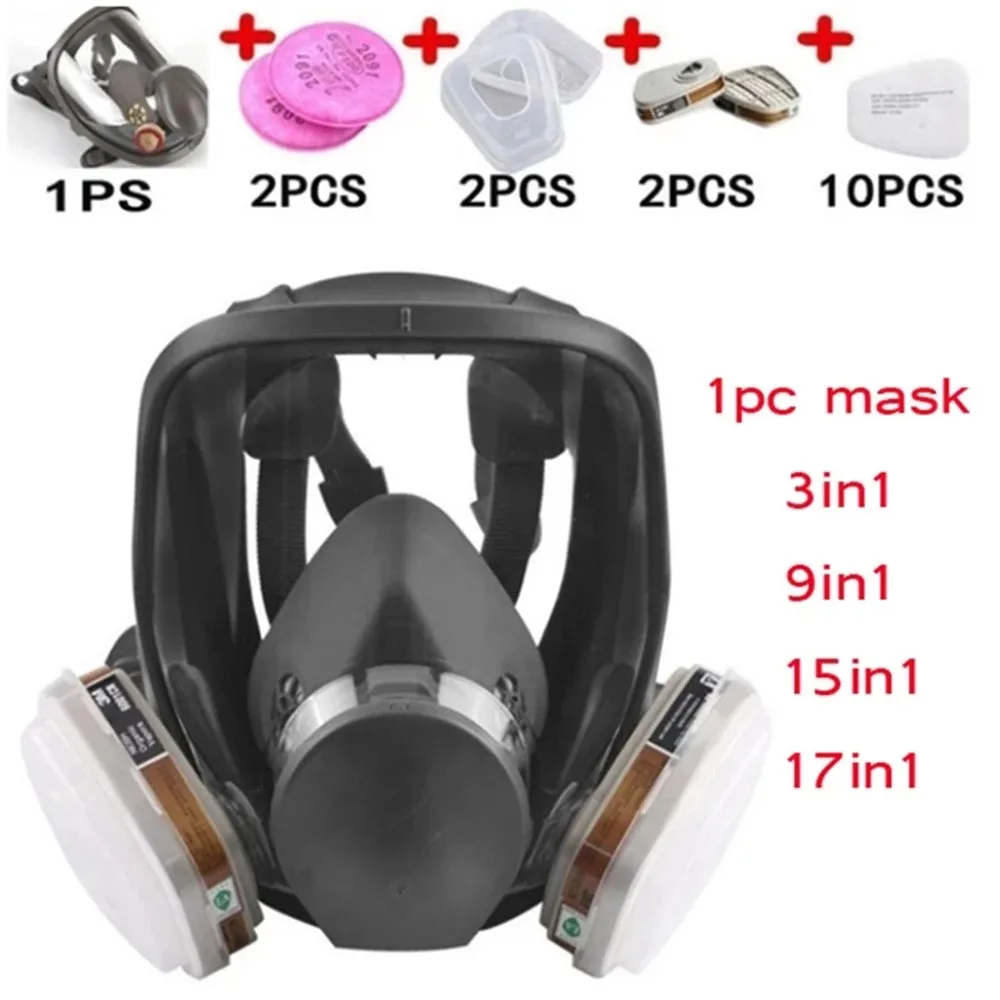 

Protection 3/15/17 In 1 Safety Respirator Gas Mask same For 6800 Gas Mask Painting Spraying Full Face Facepiece Respirator