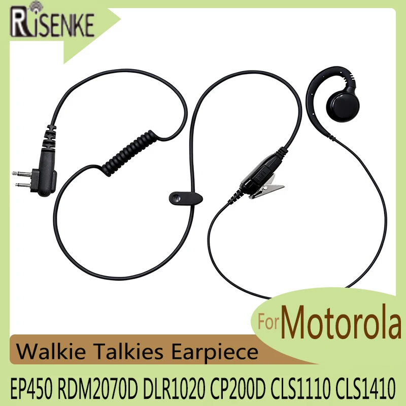 Two-Way Radio Walkie Talkies Earpiece Headset with PTT Button Mic for Motorola EP450 RDM2070D DLR1020 CP200D CLS1110 CLS1410