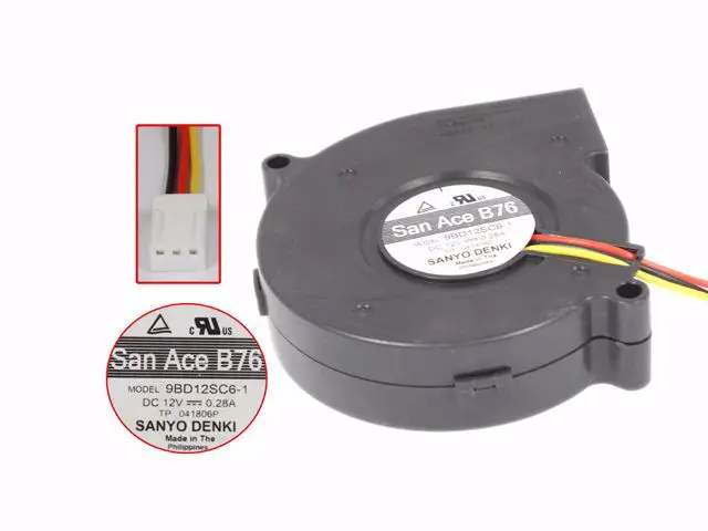 Вентилятор охлаждения сервера Sanyo Denki 9BD12SC6-1 DC 12V 0.28A 76x76x20 мм