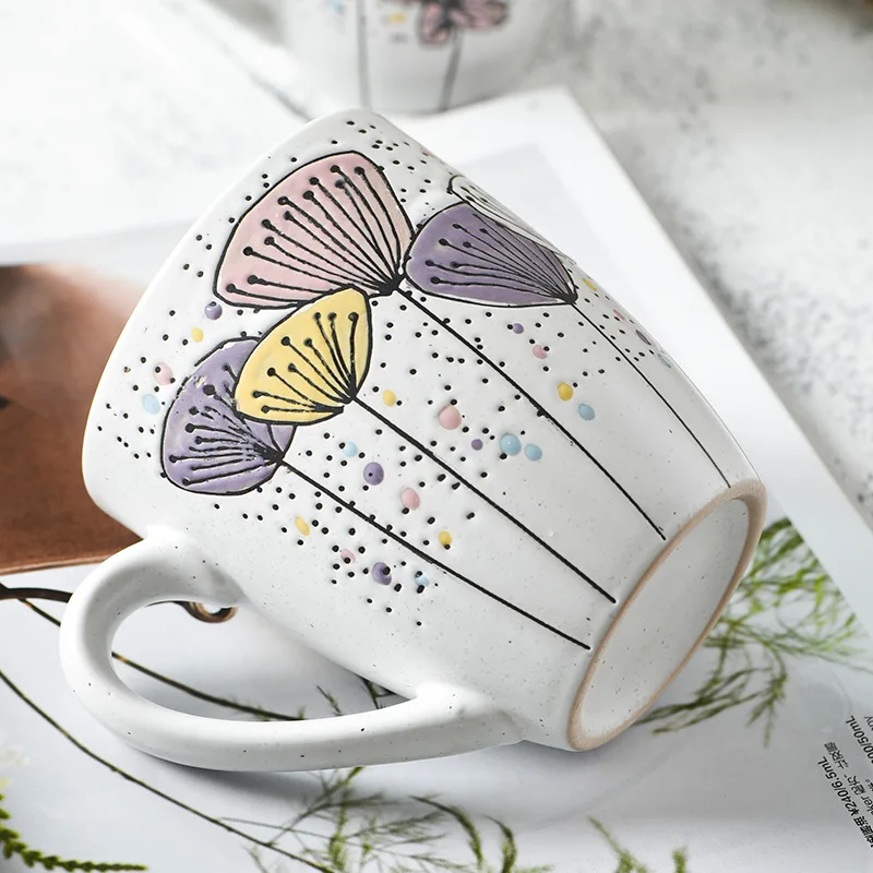 450 мл креативная керамическая кофейная кружка с рисунком одуванчика чайная чашка