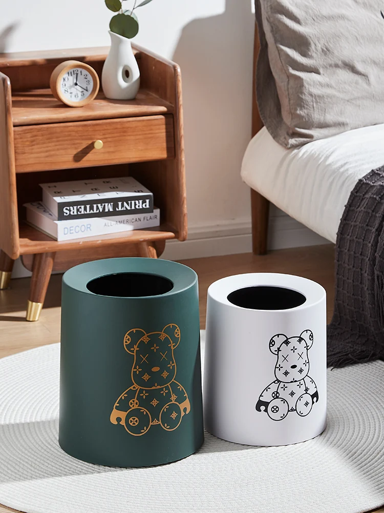 

Light luxury net red trash can home cute girl living room bedroom size toilet toilet Nordic style garbage bin garbage can