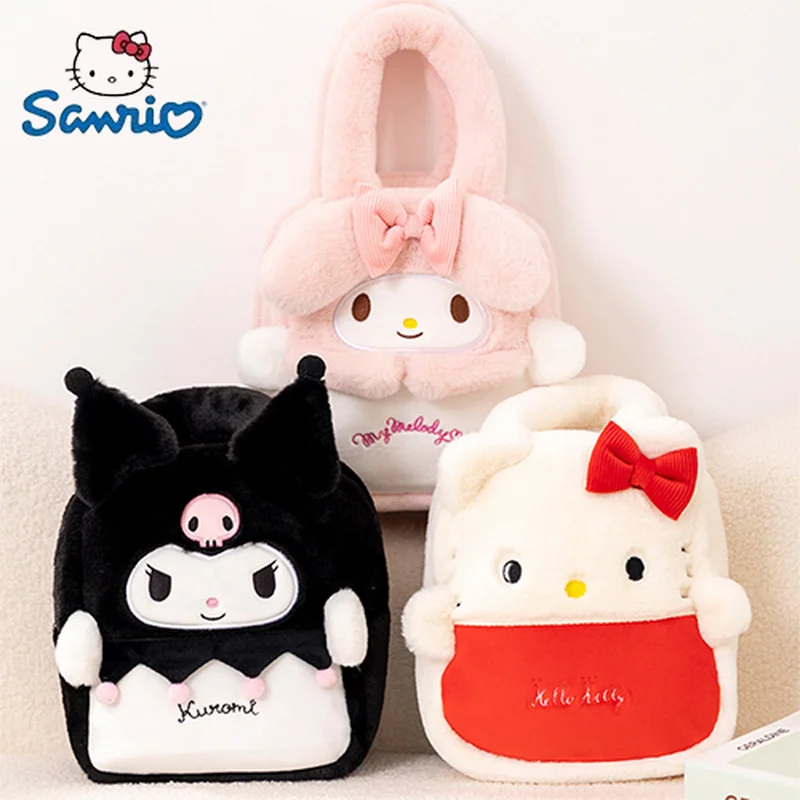 

Cartoon Sanrio Hello Kitty Kuromi My Melody Plush Handbag Large Capacity Storage Around Animation Shoulder Bag Birthday Gifts