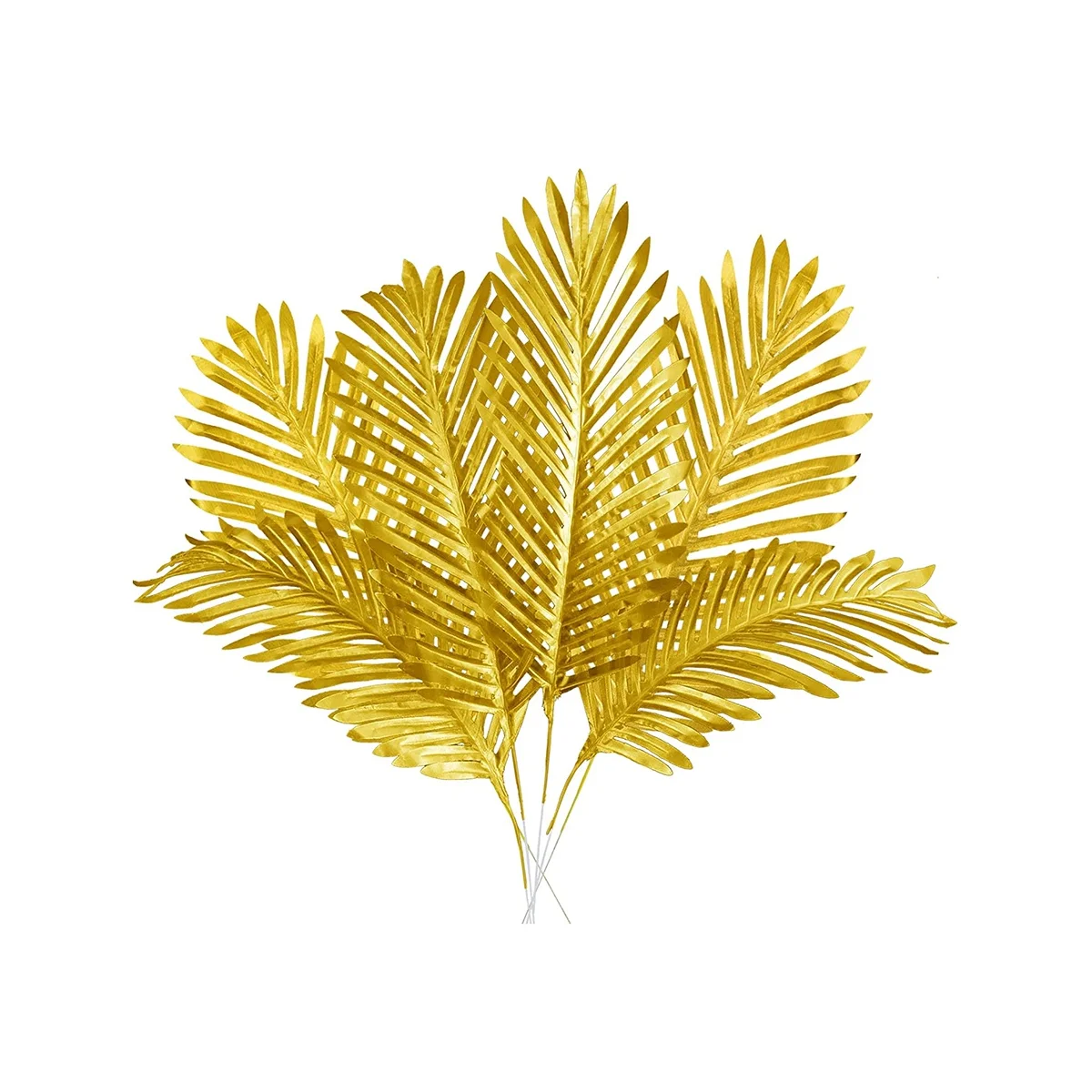 

8 Pcs Artificial Gold Palm Leaves Realistic Golden Plants Leaf Gold Tropical Palm Leaf Faux Gold Leaves Decoration