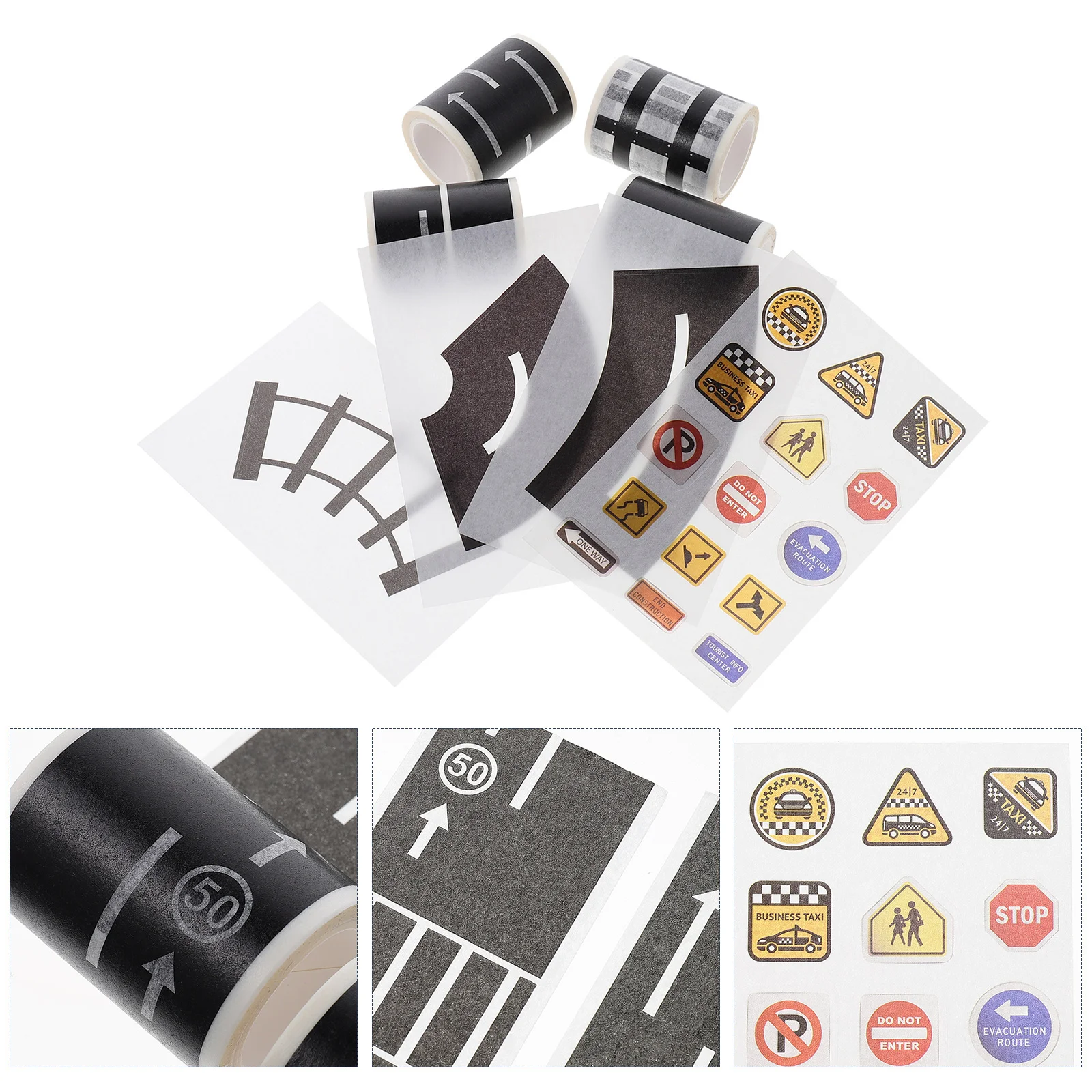 

1 Set Road Tape Traffic Sign Highway Vehicles Sticker DIY Traffic Road Decal (Mixed Style)