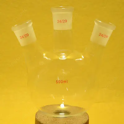 500ml 3 Neck Flask 24/29 Round Bottom RBF 500ML Glass Lab Supplies Glassware Kit Transparent Chemistry