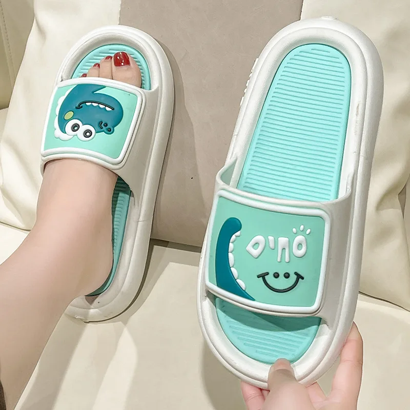 2022 New Cartoon Women Summer Slippers Cute Thick Soft Bottom Male Couple Home Indoor Non-Slip Bathroom Female Zapatillas Mujer