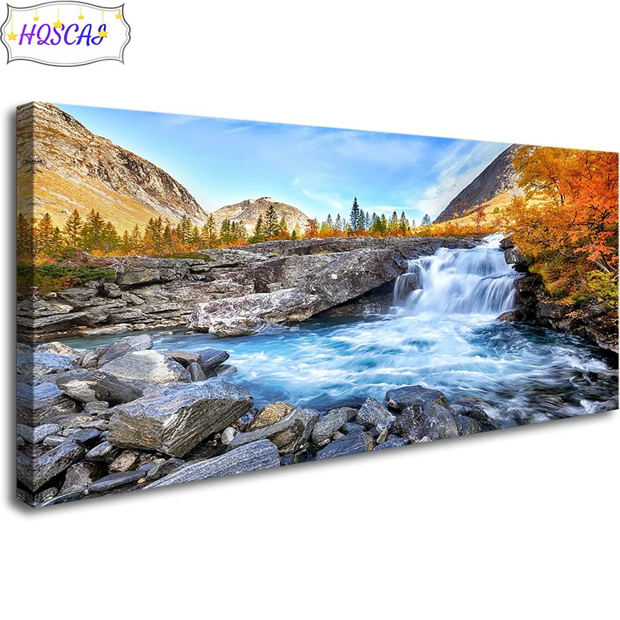 5D DIY natural scenery, waterfall Diamond Painting Rhinestone Embroidery Cross Stitch Kit Mosaic Diamond Art Home Decoration