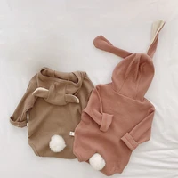 0 2y autumn baby clothes new born bodysuit winter baby girl rabbit ear hooded jumpsuit cotton long sleeve infant baby boy outfit