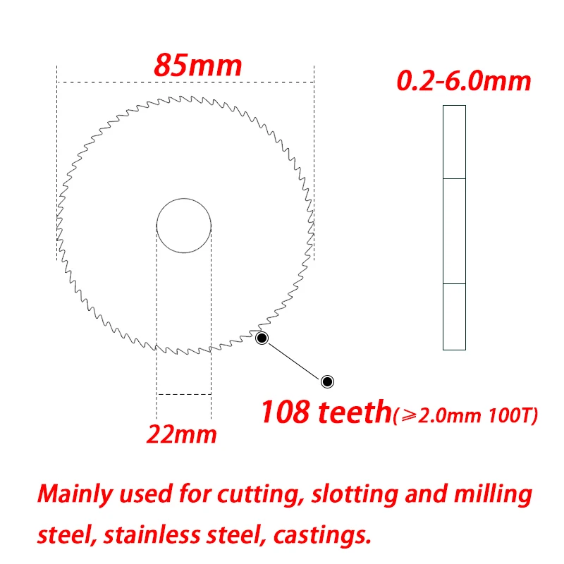 Твердосплавные дисковые пилы 85x22 мм. Резак для долбежей 85 мм. Пильные полотна с ЧПУ Фрезерные полотна 85 мм для резки алюминия и нержавеющей стали