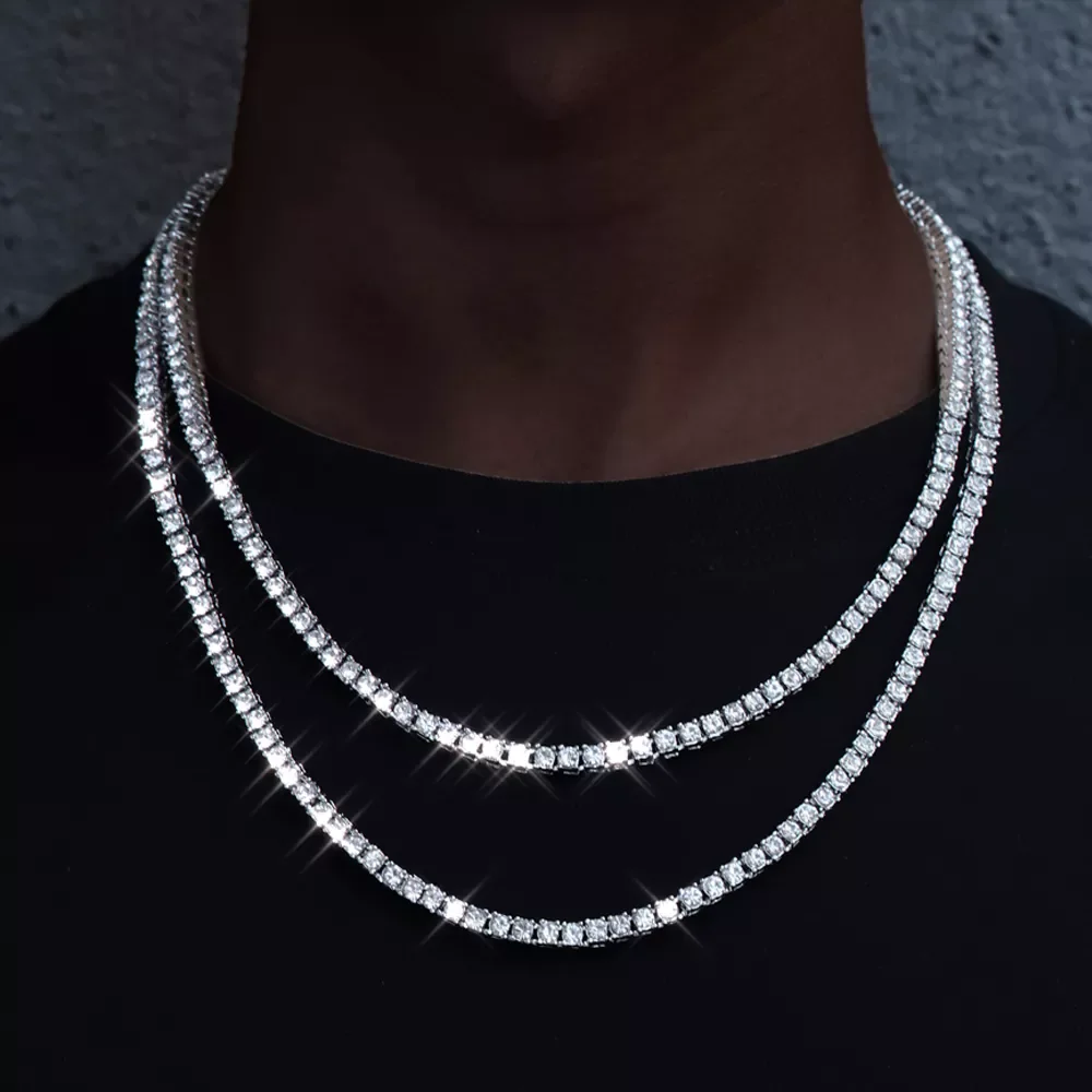 

Fashion 1 Row Rhinestone Men's Hip Hop Necklace Rap Singer Necklace Ice Tennis Chain Necklace Shiny Women's Necklace