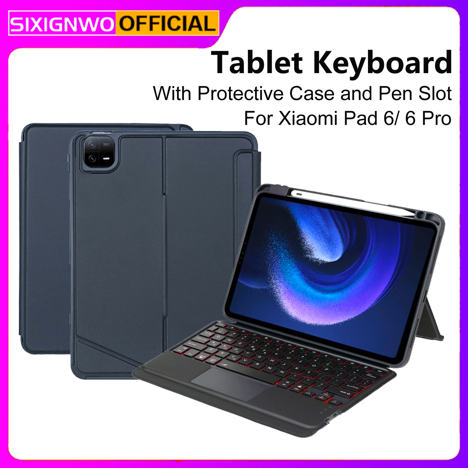 SIXIGNWO Bluetooth-клавиатура с чехлом для XIAOMI Pad 6/6 Pro