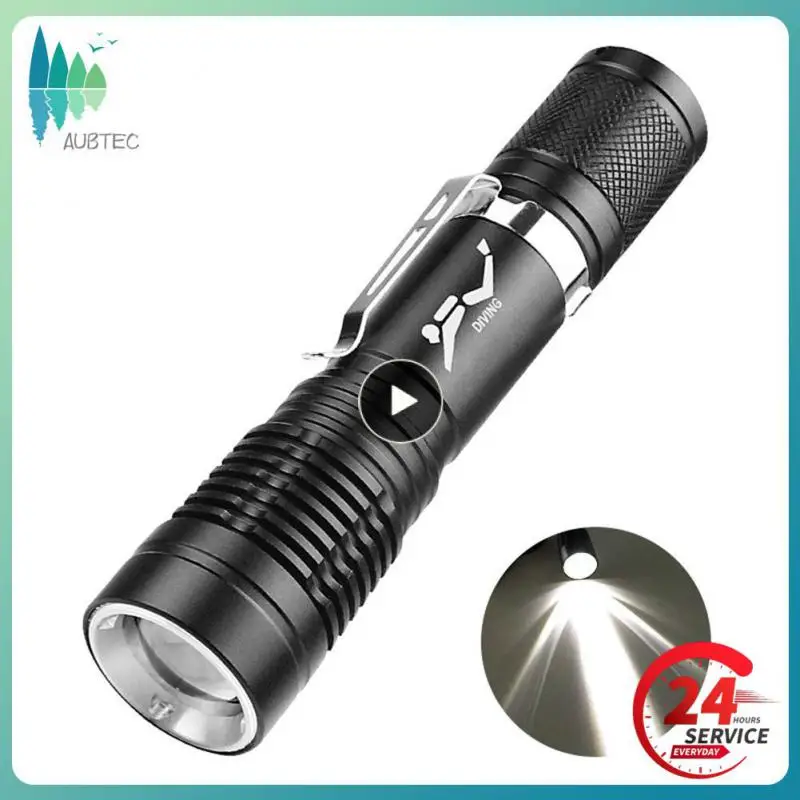 

P20 5W LED Diving Flashlight Aluminum Alloy Scuba Diver Flashlight Pen Clip Mini Portable Waterproof IPX8 Underwater Torch