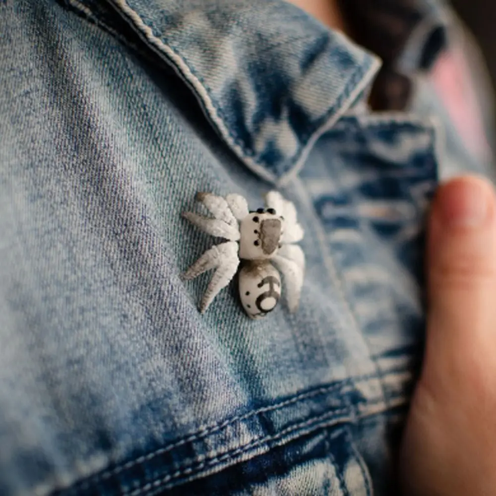 Хэллоуин Паук Булавки Брошь Сплав Сумочка Аксессуары Прыгающий Серый Цвет