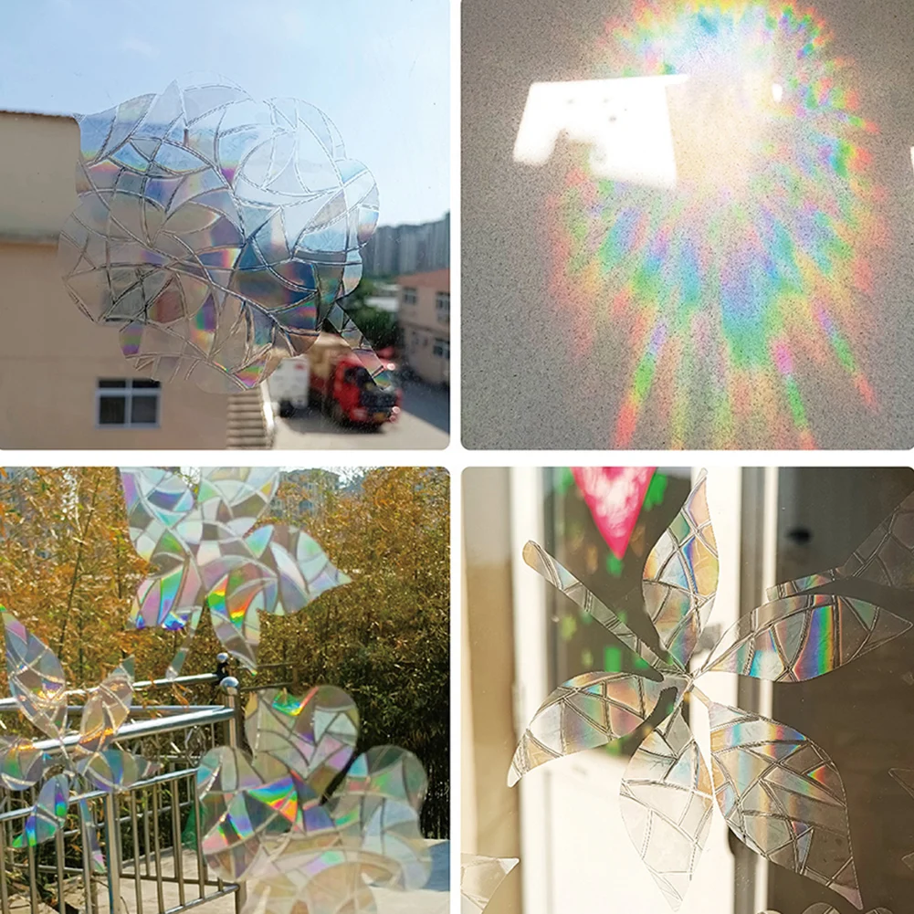 

Static Stickers Rainbow Prism Window Clings Hummingbird Flower Feather Stop Alert Anti-Collision Prevent Crash Glass Home Decor
