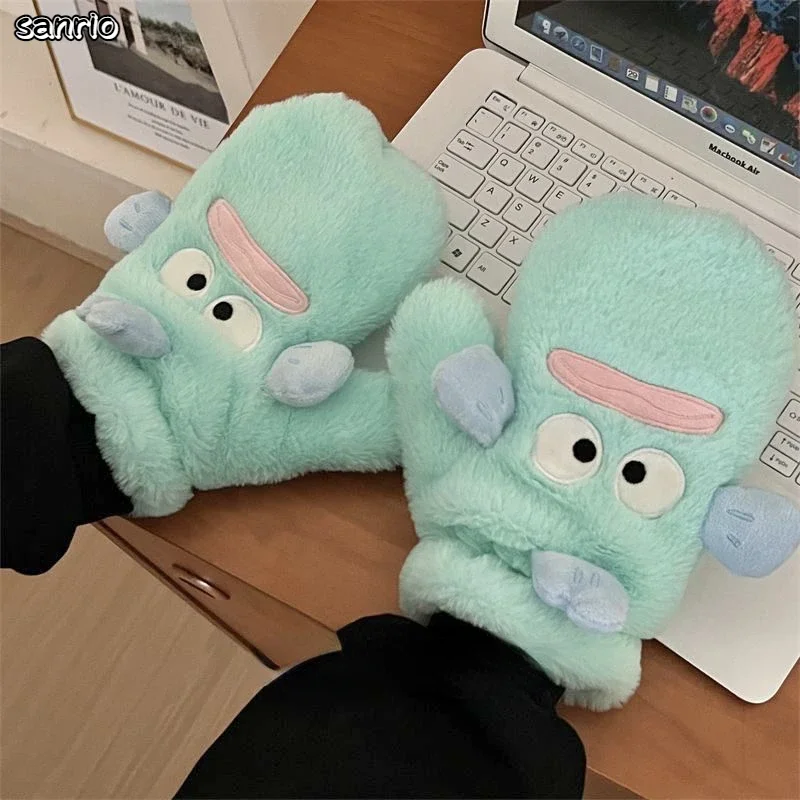 

Sanrio Hangyodon Winter Plush Gloves Thicken Warm Windproof Cold Prevention Cartoon Girl Gloves Full Finger Glove Plush Gloves