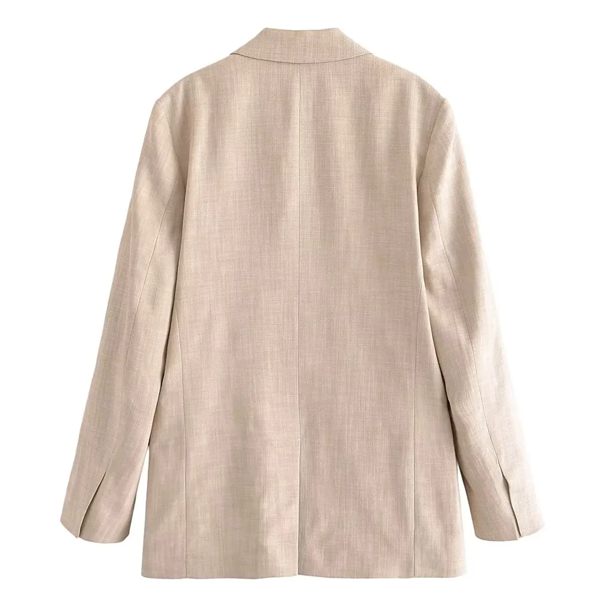 Dave&Di  French Blogger Fashion Beige Elegant Loose Jacket Ladies Boyfriend Style Simple Blazer Women