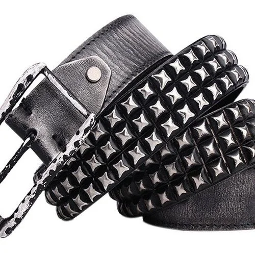 

Rock punk Spicy Girl Metal Rivet Men's and Women's Belt Trend Personalized Headlayer Cowhide Belt Decoration Belt