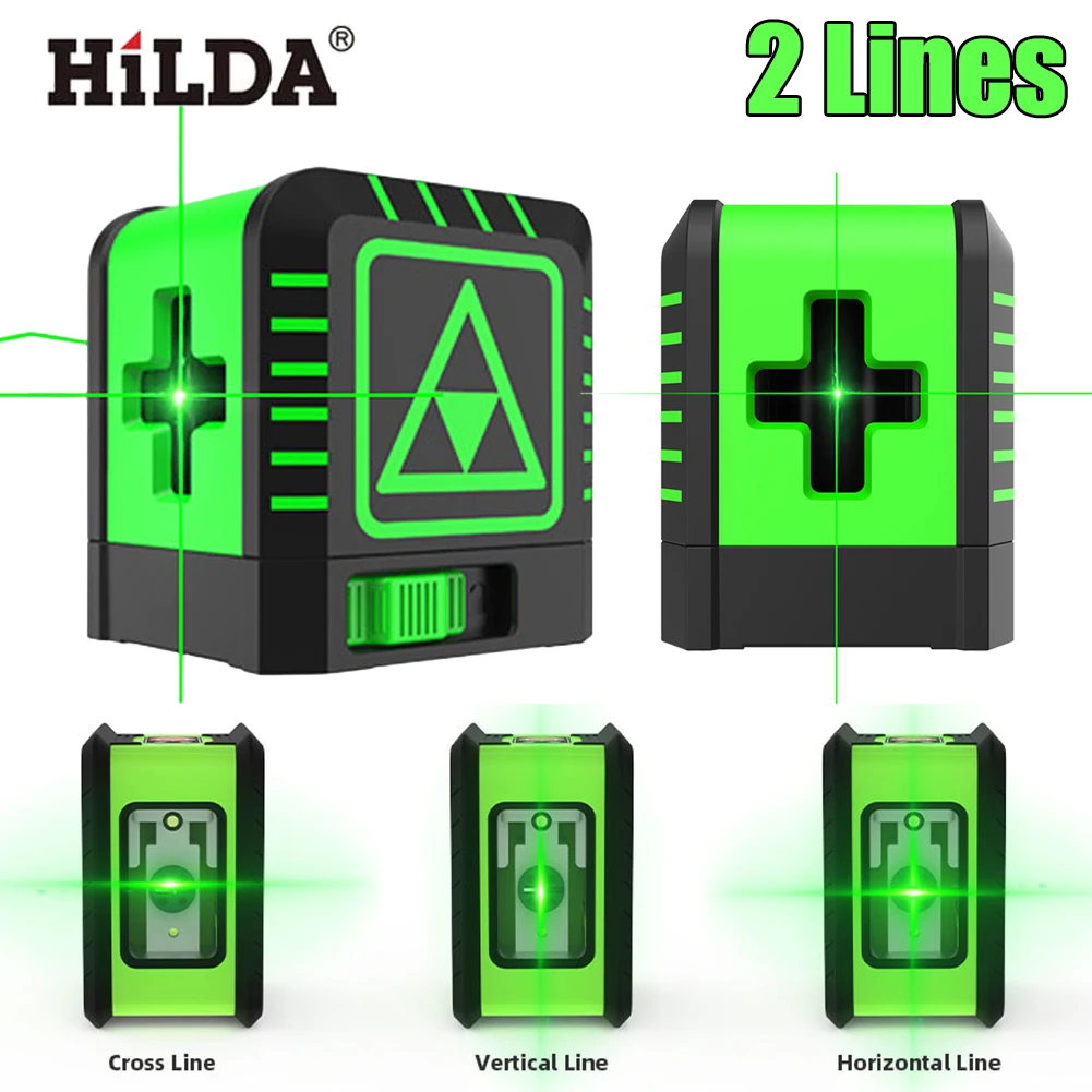 

HILDA 2 Lines Laser Level Self Levelling Horizontal & Vertical Cross-line Laser Green Beams Laser Meter Лазерный горизонтометр